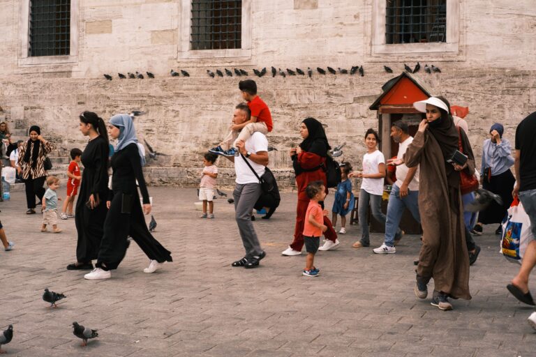 People walking through a busy street in Istanbul, reflecting everyday cultural diversity
